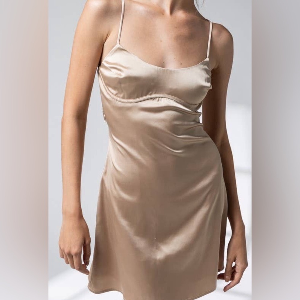 Champagne Satin Cami Mini Dress